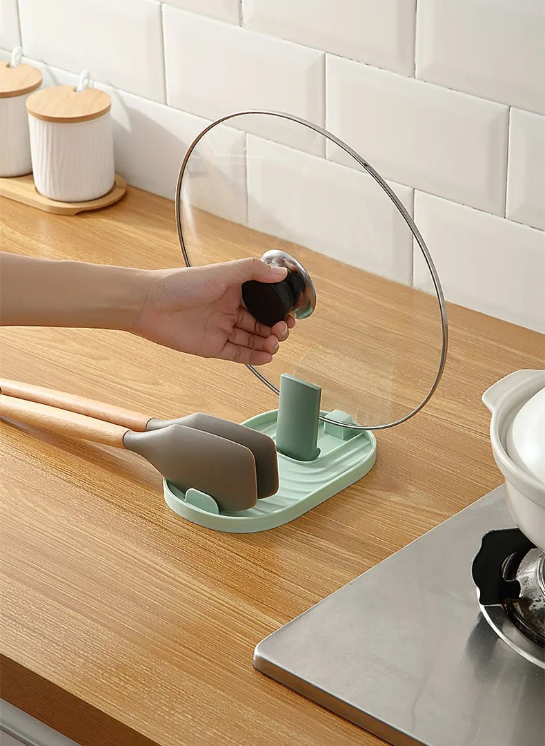 🧼Foldable Spoon & Lid Holder – 🍳 Drip-Free Cooking Organizer