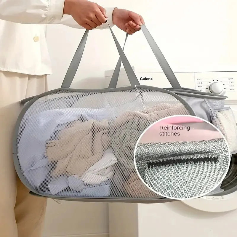 🧺 Foldable Mesh Laundry Hamper – Organise Dirty Clothes in Style! ♻️