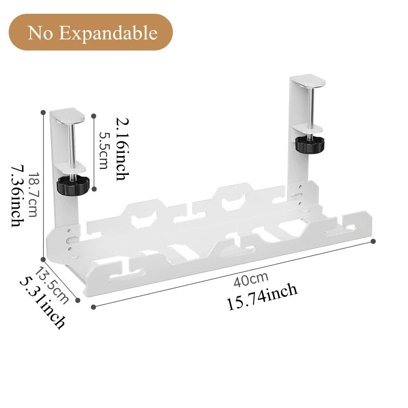 🖥️ Under Desk Cable Organizer – Telescopic Metal Storage Rack 🖥️