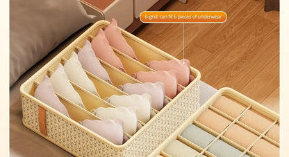 👕 Foldable Multi-Grid Underwear & Sock Organizer – Sturdy Non-Woven Drawer Storage Box