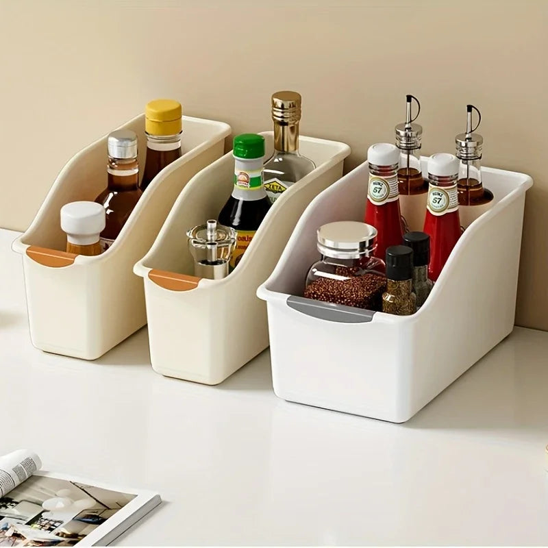🧺 Curved Plastic Storage Bins – 🧼 Multi-Use Organizer Set for 🏠 Kitchen, 🛁 Bathroom & More