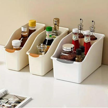 🧺 Curved Plastic Storage Bins – 🧼 Multi-Use Organizer Set for 🏠 Kitchen, 🛁 Bathroom & More