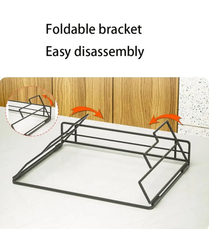 3-Tier Foldable Kitchen Storage Rack – Sleek Black Organizer