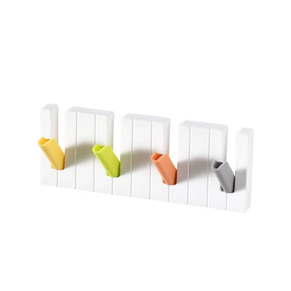 🎹 Foldable Piano-Style Wall Hooks – No-Drill 4-Frame Organizer for Entryway, Kitchen & Bathroom 🧢
