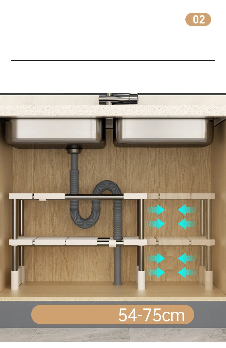 Stackable Telescopic Storage Rack – Closet & Sink Organizer