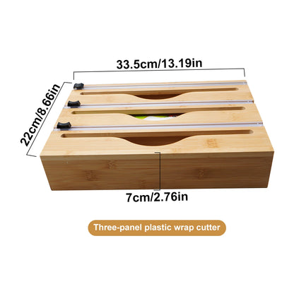 Bamboo Kitchen Wrap & Bag Dispenser With Cutter