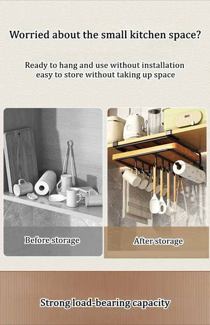 🧻 Kitchen Hanging Rack 🥄 Paper Towel + Pot Lid + Cutting Board Shelf 🧺