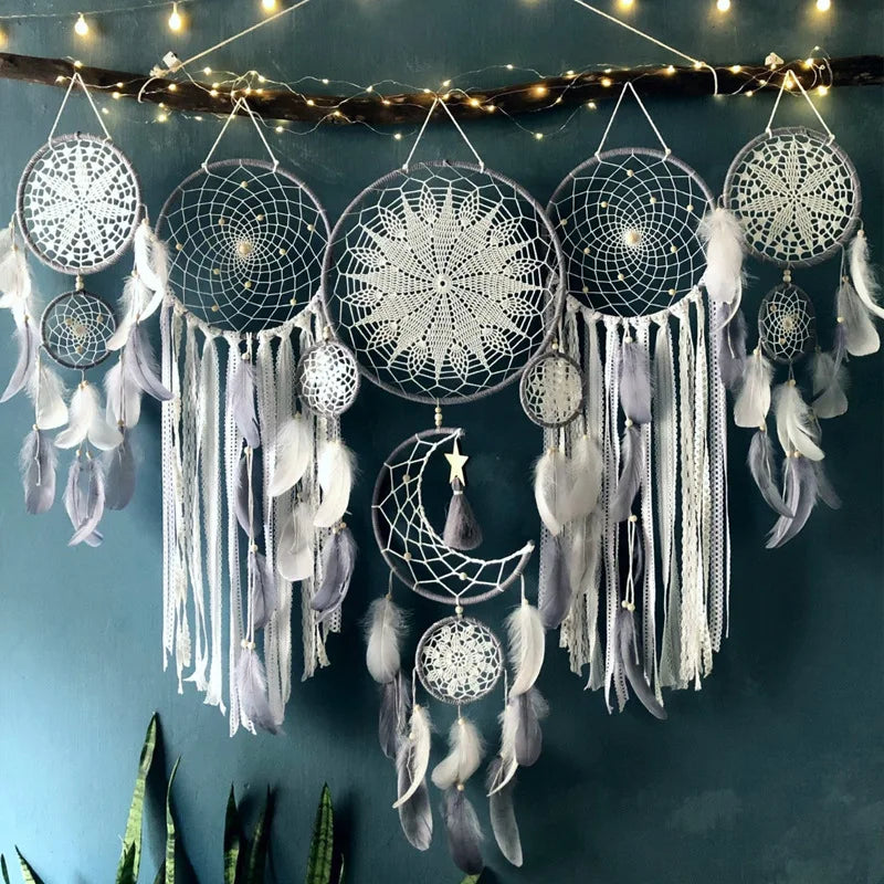 🌙 Boho Dream Catchers – 5pcs Macrame Wall Hanging Set for Home & Nursery 🌙