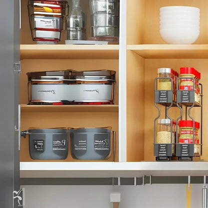 🧂 Sliding Spice Rack – Double Layer Seasoning Organizer for Kitchen Cabinets 🧺