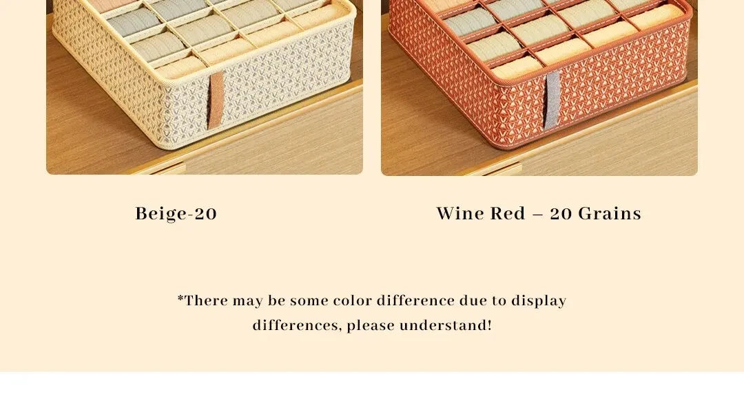 👕 Foldable Multi-Grid Underwear & Sock Organizer – Sturdy Non-Woven Drawer Storage Box