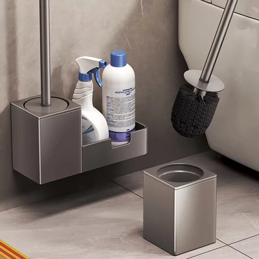 🧻 Punch-Free Bathroom Toilet Shelf & Brush Holder 🛁