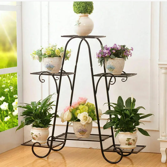 Metal plant stand tiered flower pot holder indoor outdoor garden display rack

