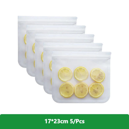 Reusable Food Storage Bags – Freezer & Ziplock Set – 1/5/10 Pcs