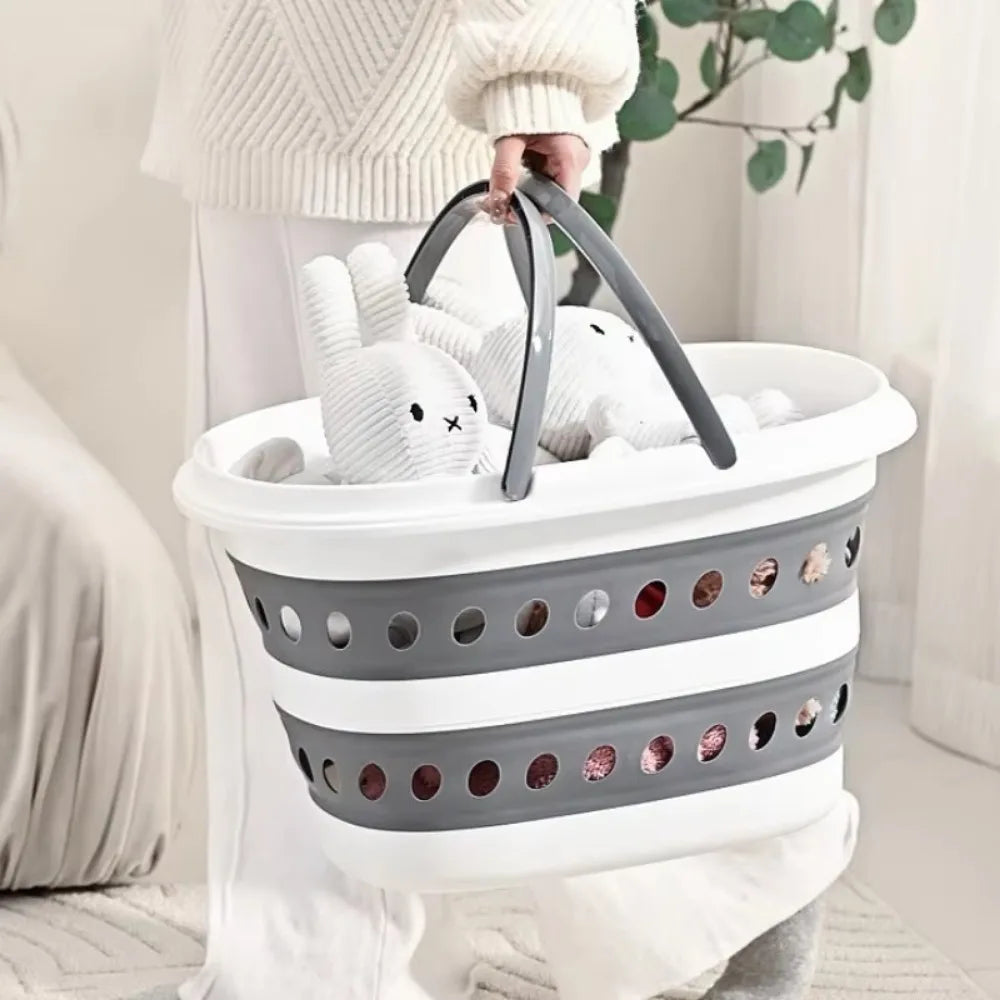🧺 Foldable Silicone Laundry Basket – Portable Dirty Clothes Bin for Bathroom 🚿