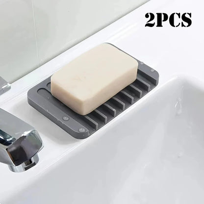 🧽 Silicone Soap Dish (1/2PCS) – Self-Draining, Anti-Slip, Modern Soap Saver for Bathroom & Kitchen