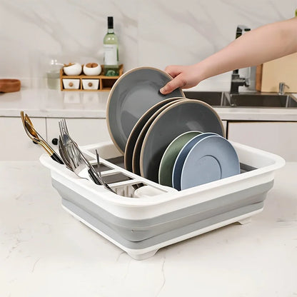 🍽️ Foldable Dish Drying Rack with Utensil Holder – Collapsible & Space-Saving