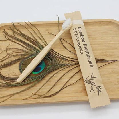 Bamboo Toothbrush Set – 100PCS Eco-Friendly Wooden Soft Brushes