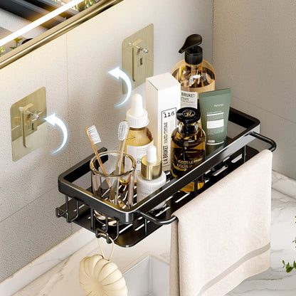 🛁 No-Drill Wall Mounted Bathroom Shelf – Aluminium Corner Storage Rack for Shower, Kitchen, & Toiletries