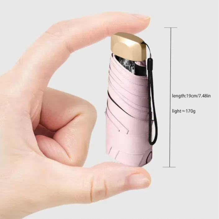 Compact foldable umbrella for sun and rain with UV protection, portable and stylish design