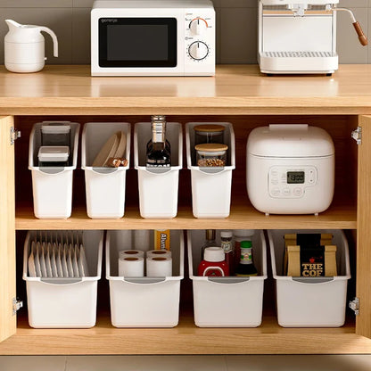 🧺 Curved Plastic Storage Bins – 🧼 Multi-Use Organizer Set for 🏠 Kitchen, 🛁 Bathroom & More