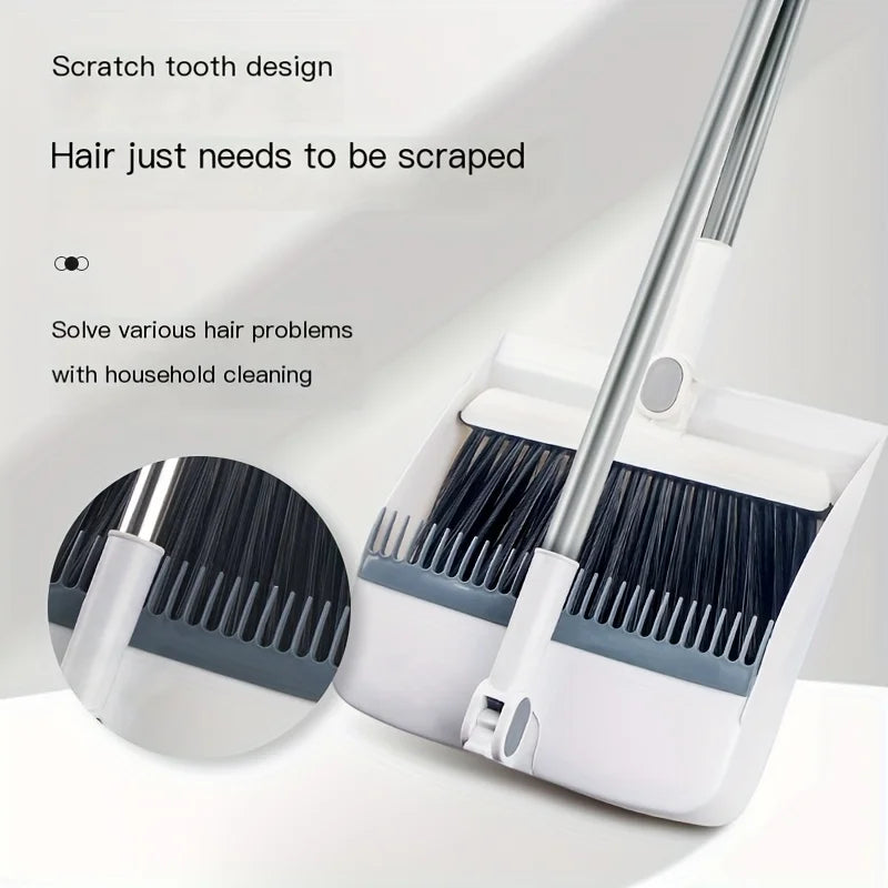 Fold. Click. Sweep! Magnetic Handle Broom & Dustpan Set