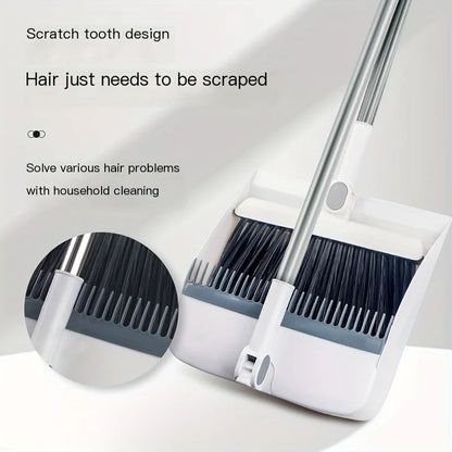 Fold. Click. Sweep! Magnetic Handle Broom & Dustpan Set