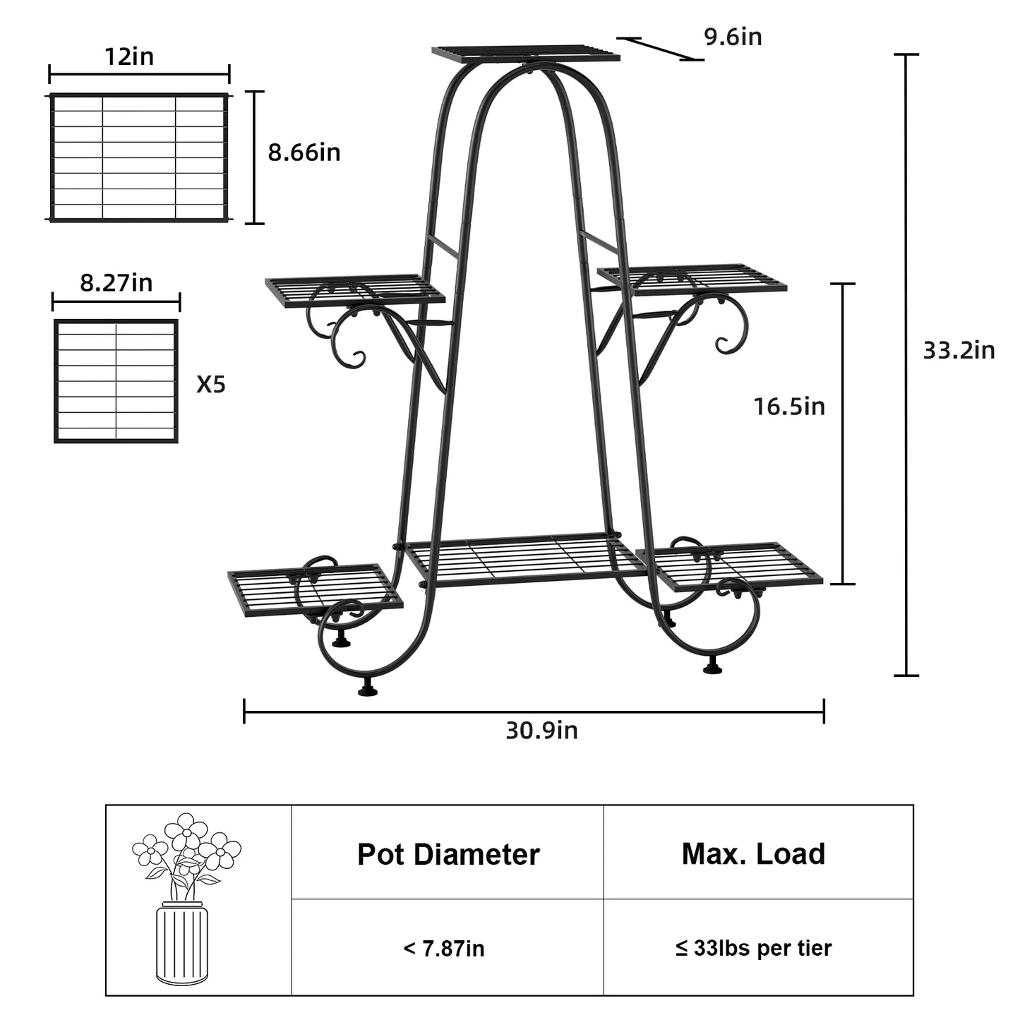 🌿 Metal Plant Stand – Tiered Flower Pot Holder for Indoor & Outdoor Display 🌿