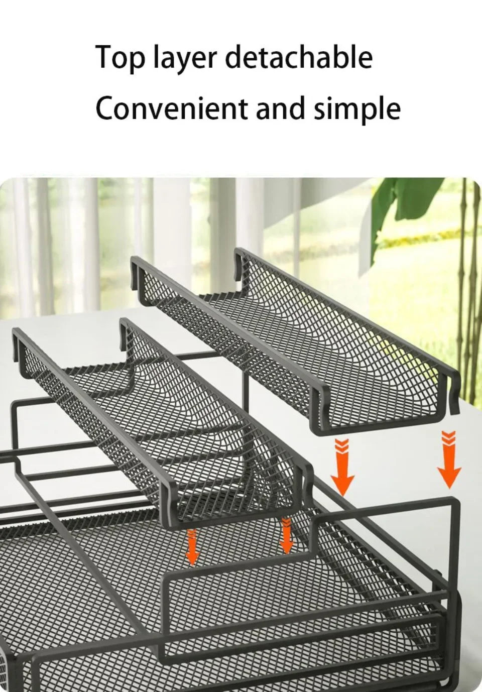 3-Tier Foldable Kitchen Storage Rack – Sleek Black Organizer