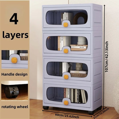 60cm Extra Large Flip-Top Storage Cabinet with Wheels – Multi-Layer Organizer