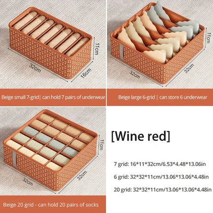 👕 Foldable Multi-Grid Underwear & Sock Organizer – Sturdy Non-Woven Drawer Storage Box