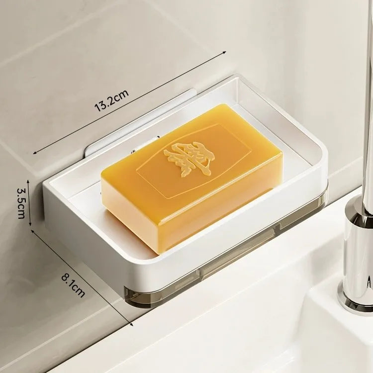 🧼 Wall-Mounted Soap Dish – No-Drill Metal Holder with Drain for Bathroom & Shower 💧