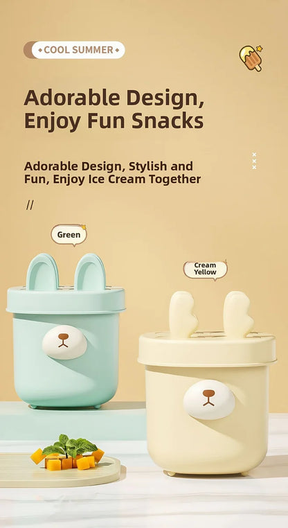 🍧 4-Grid Silicone Popsicle Molds – BPA-Free Reusable Ice Cream Maker for Kids & Adults 🍦