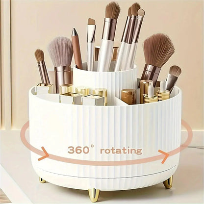 🌀 360° Rotating Makeup Storage Box – Cosmetic, Brush & Desk Organizer