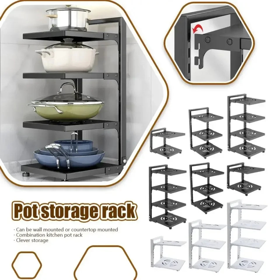 Adjustable Under Sink Pot Rack  Multi-Layer Storage Shelf  Rustproof Kitchen Organizer