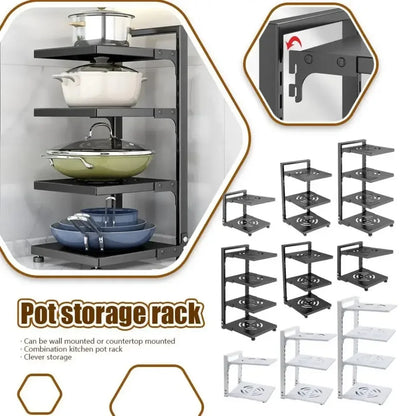 Adjustable Under Sink Pot Rack  Multi-Layer Storage Shelf  Rustproof Kitchen Organizer