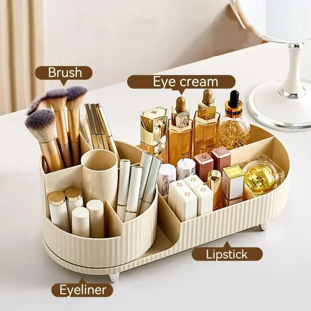 💄 360° Rotating Makeup Organizer – Large Capacity Cosmetic Storage Box 🔄