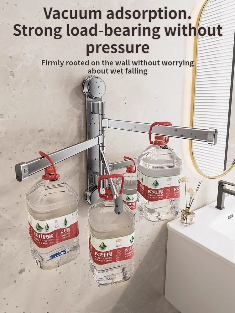 🚫🔩 No-Drill Rotating Suction Towel Rack – Foldable Double Bars 🚿