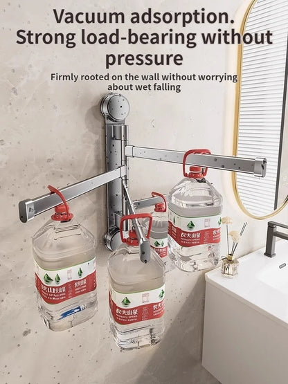 🚫🔩 No-Drill Rotating Suction Towel Rack – Foldable Double Bars 🚿