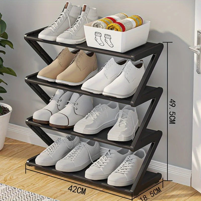 👟 4-Tier Z-Shaped Shoe Rack – No-Tool Stackable Storage for Home, Dorm & Entryway