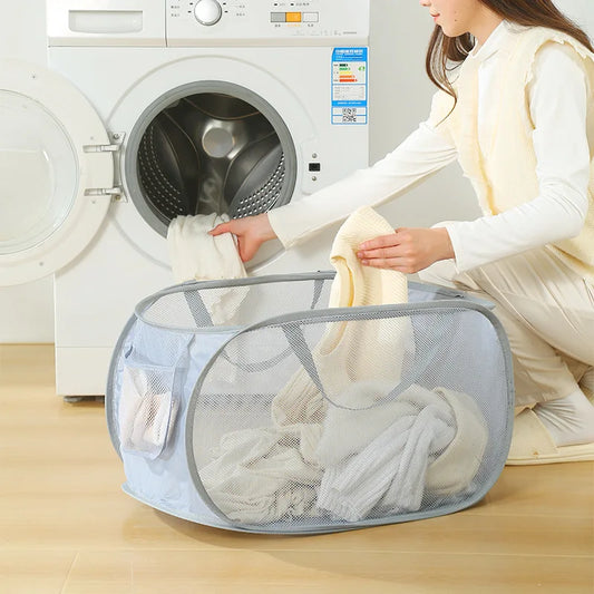 🧺 Foldable Mesh Laundry Hamper – Organise Dirty Clothes in Style! ♻️