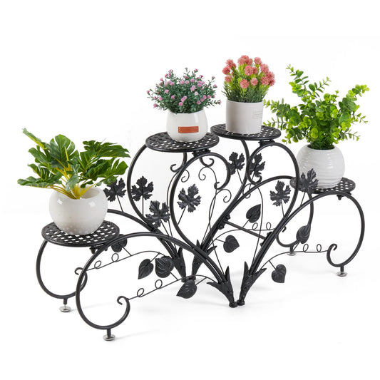 4-tier potted flower stand indoor outdoor metal plant holder display shelf garden patio
