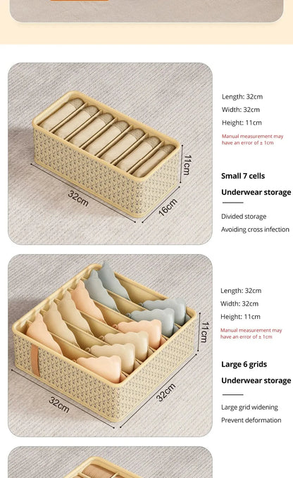 👕 Foldable Multi-Grid Underwear & Sock Organizer – Sturdy Non-Woven Drawer Storage Box
