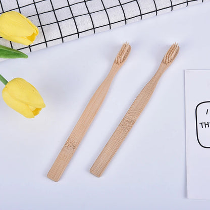✨Bamboo Charcoal Toothbrush – 10Pcs Eco-Friendly Wooden Set