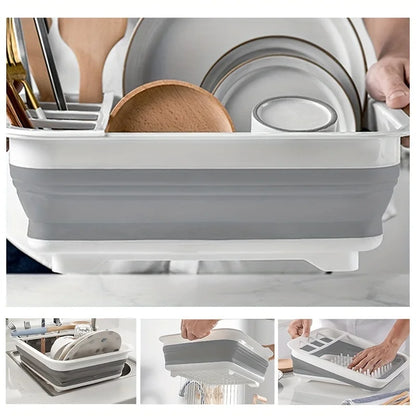 🍽️ Foldable Dish Drying Rack with Utensil Holder – Collapsible & Space-Saving