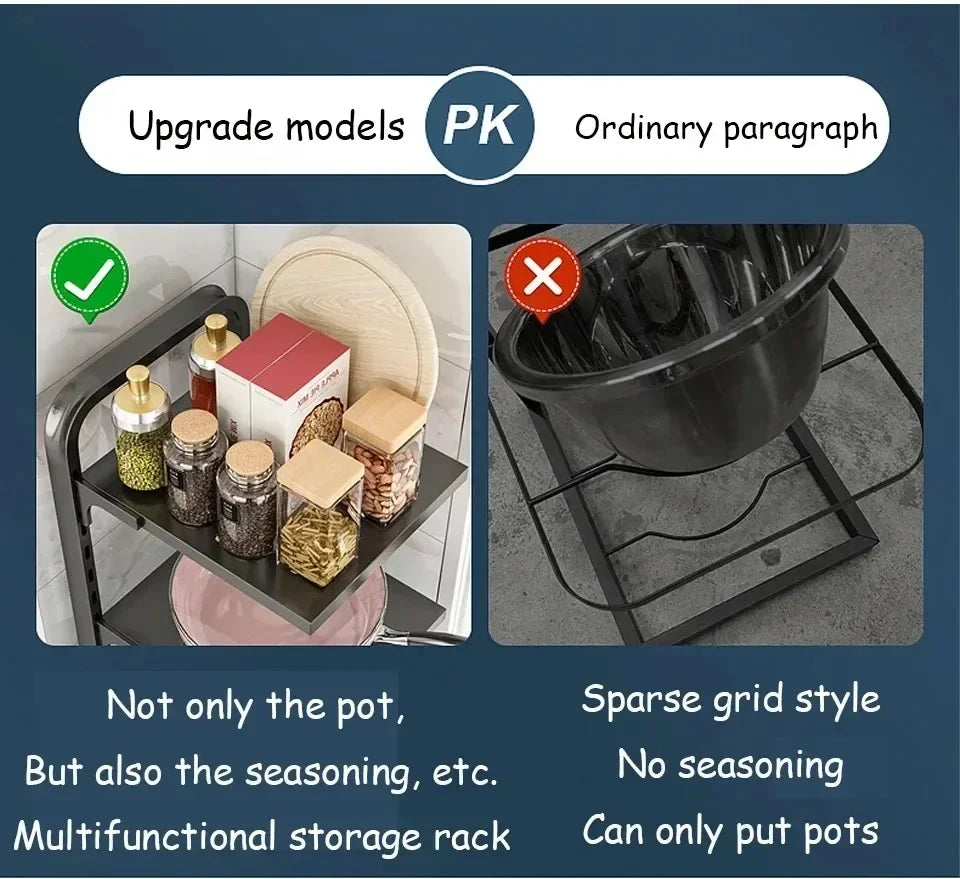 Adjustable Under Sink Pot Rack  Multi-Layer Storage Shelf  Rustproof Kitchen Organizer