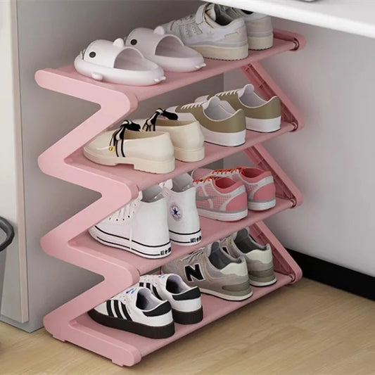 👟 4-Tier Z-Shaped Shoe Rack – No-Tool Stackable Storage for Home, Dorm & Entryway