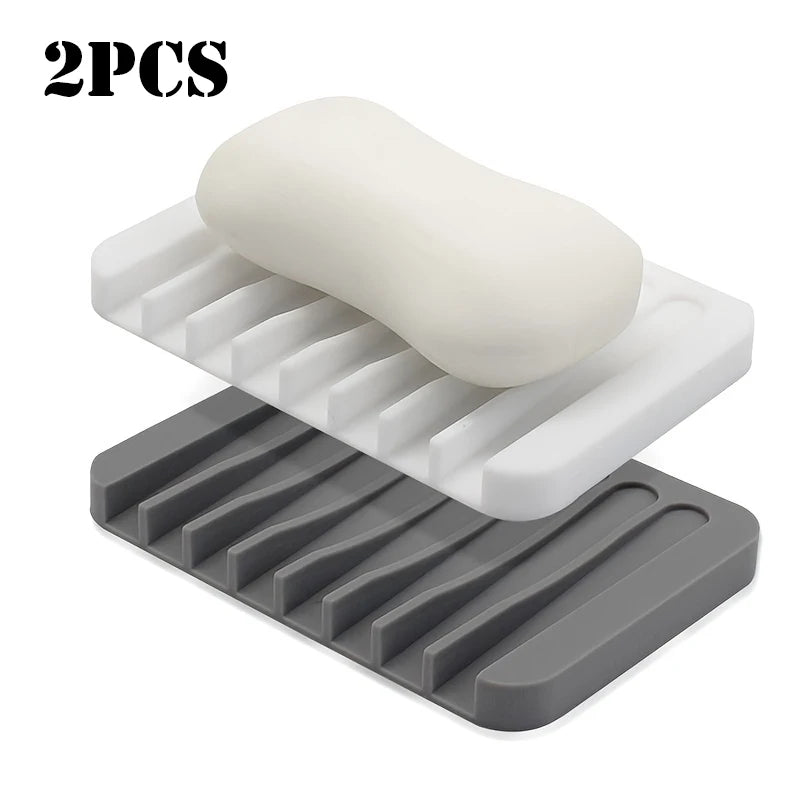🧽 Silicone Soap Dish (1/2PCS) – Self-Draining, Anti-Slip, Modern Soap Saver for Bathroom & Kitchen
