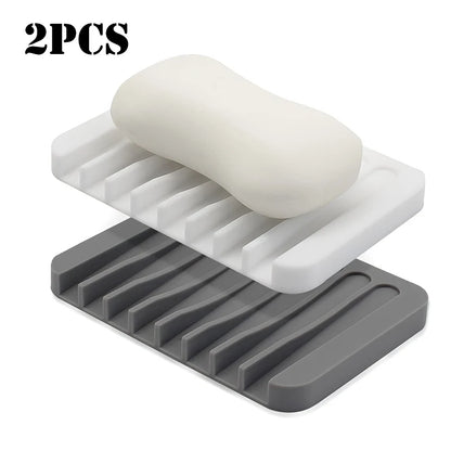 🧽 Silicone Soap Dish (1/2PCS) – Self-Draining, Anti-Slip, Modern Soap Saver for Bathroom & Kitchen