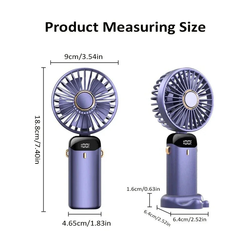 💨 Portable Mini Fan – Foldable Neck Hanging & 5 Speeds 💨