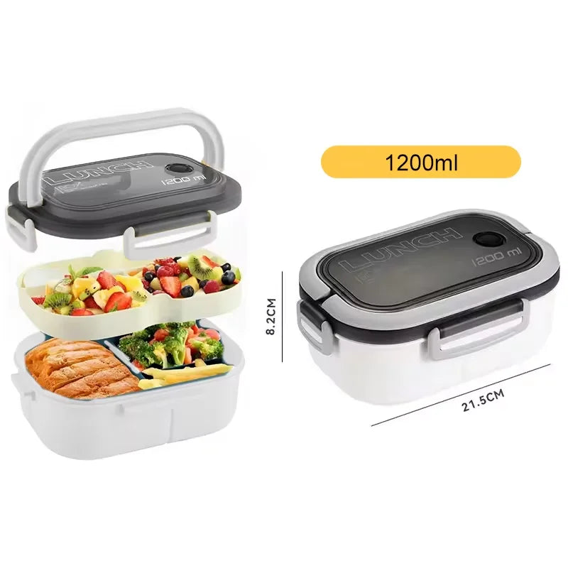 🍱 1300ML Bento Lunch Box – 4 Grid Leakproof Microwavable Set 🍱